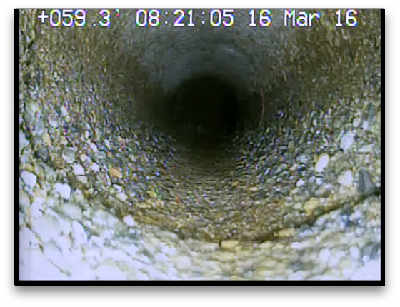 sewer scope inspection camera reveals erosion in the side sewer